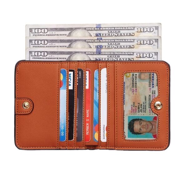 Tan Leather Compact Wallet - Picture 3 of 5